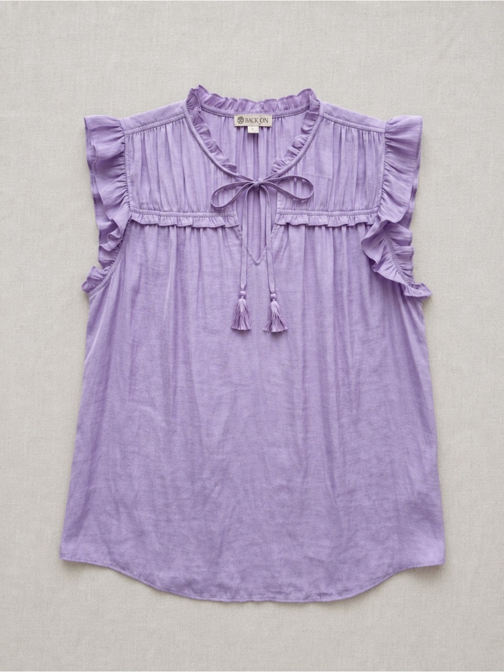 Joie Lavender Ruffle-Trim Tie Neck Sleeveless Camisole